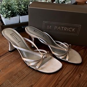 M. Patrick Silver Satin Alexa Heels.  Size 9
